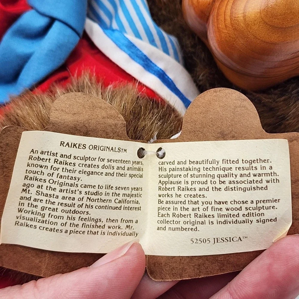 Vintage Robert‎ Raikes Jessica Bear Wooden Face Limited Edition ANN364/7500 12
